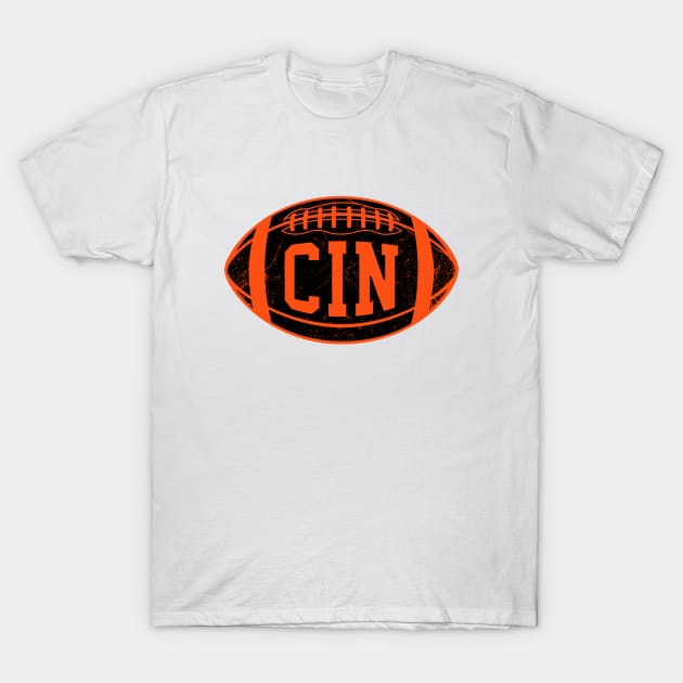 CIN Retro Football - White T-Shirt by KFig21